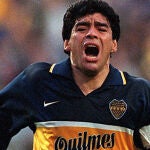 Diego Armando Maradona, con la camiseta de Boca Juniors.