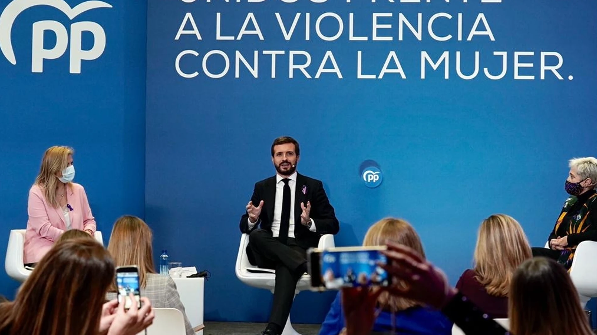 Pablo Casado en un acto del partido en el día de la lucha contra la violencia machista