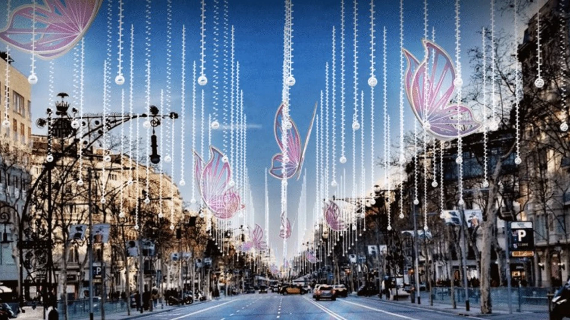 Luces de Navidad en el Paseo de Gracia de Barcelona