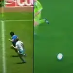 El comienzo de los goles de Messi y Maradona, partiendo desde el centro del campo