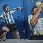 Homenaje de un aficionado a Diego Armando Maradona