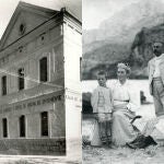 A la izquierda, imagen de la Previsora que, después, se convertiría en la sede de Caixa Ontinyent. Derecha, Guillem Cifre de Colonya, fundador de Caixa Pollença, con su familia.