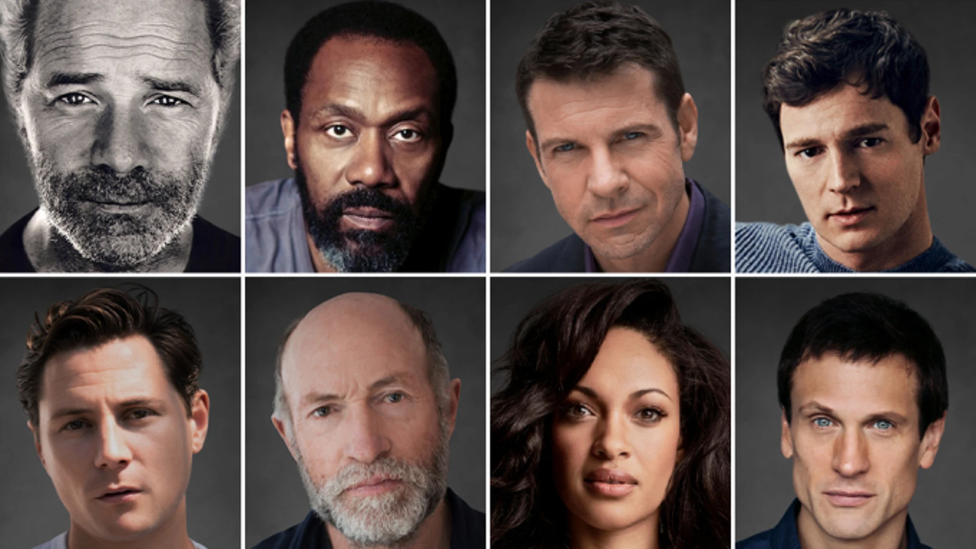 Arriba, de izda. a dcha., Peter Mullan, Lenny Henry, Lloyd Owen, Benjamin Walker, (Abajo de izquierda a derecha) Augustus Prew, Peter Tait, Cynthia Addai-Robinson y Simon Merrells