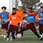 Vinicius y Rodrygo, en el entrenamiento del Real Madrid