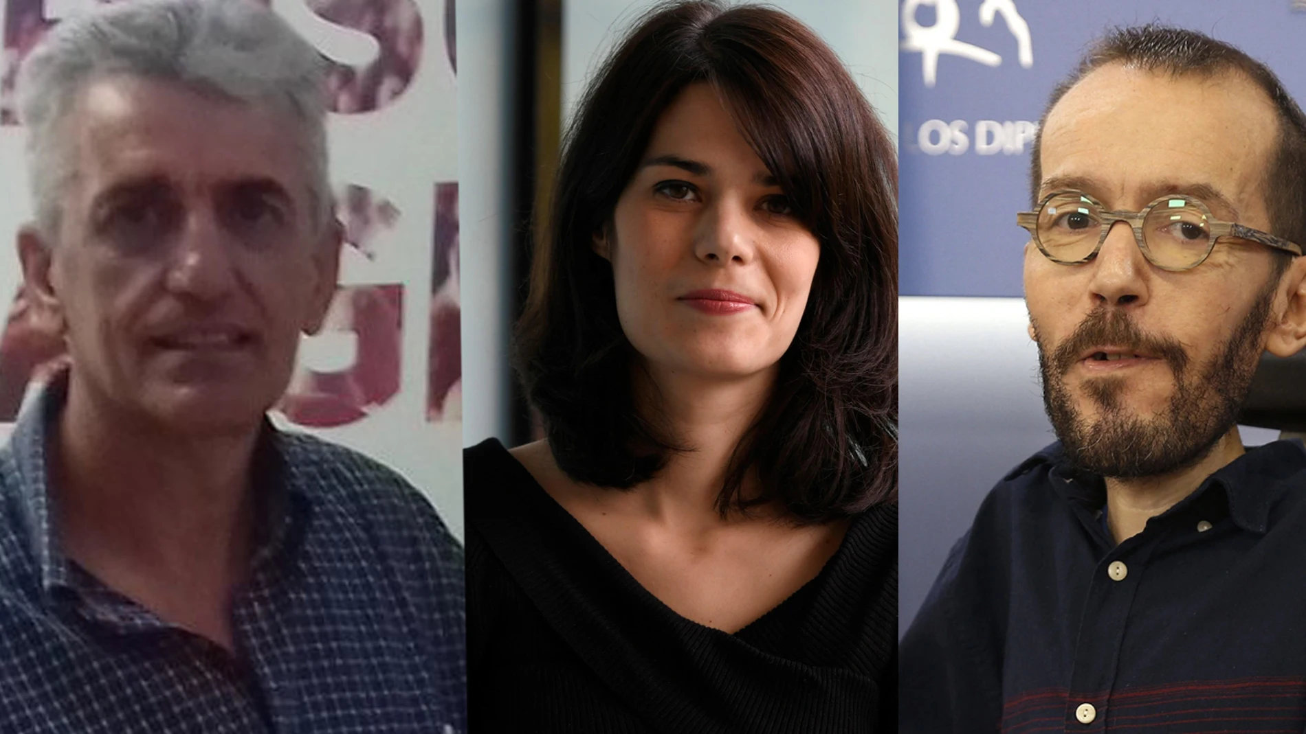 Los portavoces de Podemos José Luis Nieto, Isa Serra y Pablo Echenique
