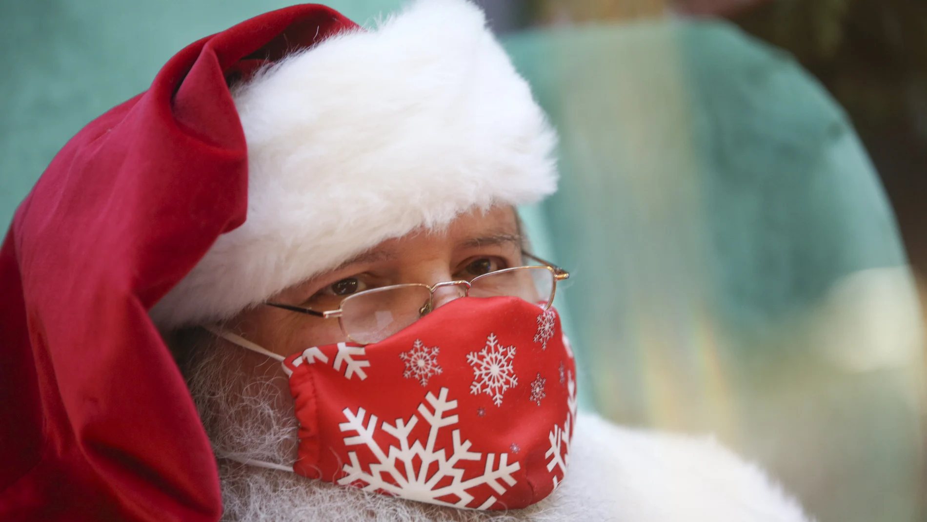 Papá Noel con mascarilla, en la localidad de Scraton (EEUU)