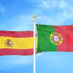 Las banderas de España y Portugal