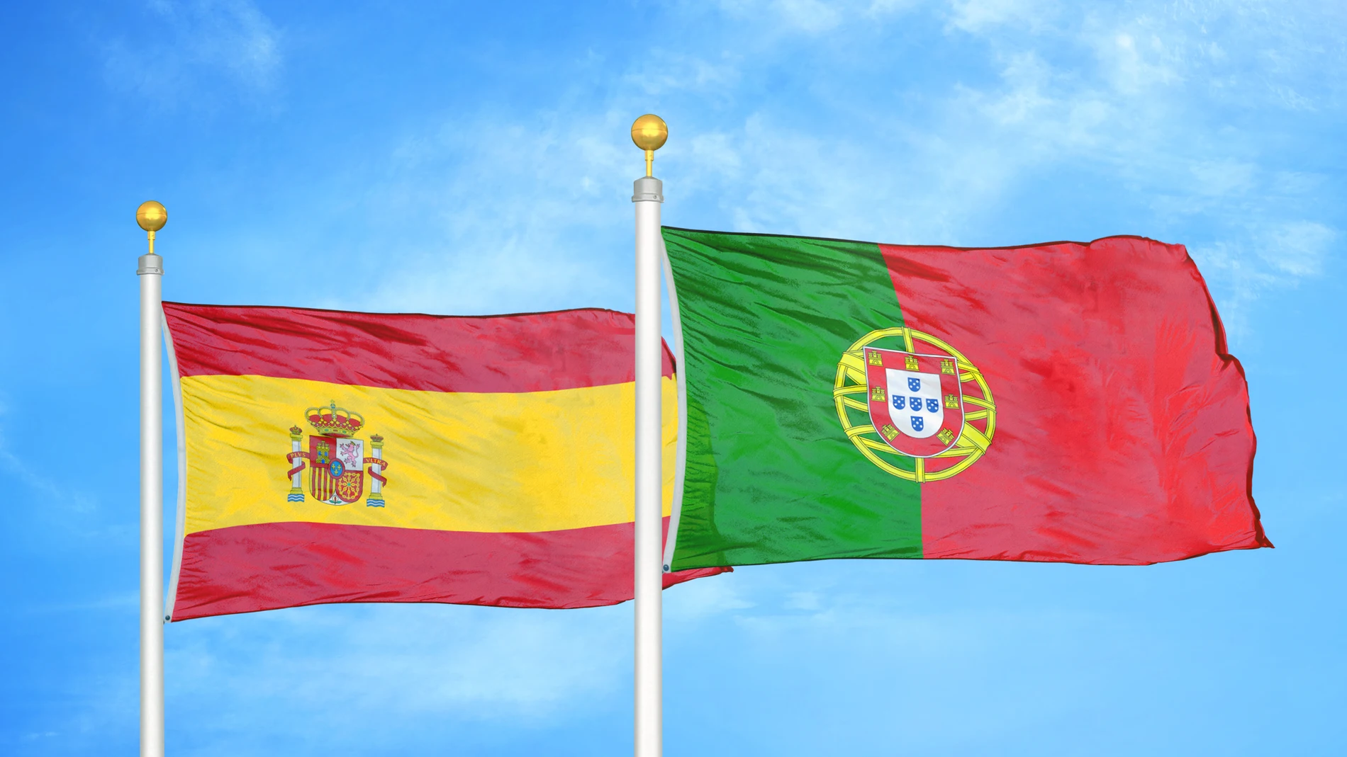 Las banderas de España y Portugal