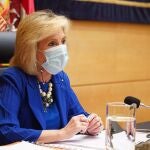 La consejera de Sanidad, Verónica Casado, comparece en la Comisión de Hacienda de las Cortes para dar cuenta de los presupuestos de su departamento