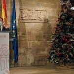 El president de la Generalitat, Ximo Puig interviene tras la firma del convenio de colaboración entre la Generalitat, las diputaciones provinciales y la Federación Valenciana de Municipios y Provincias, en materia de participación, transparencia y buen gobierno