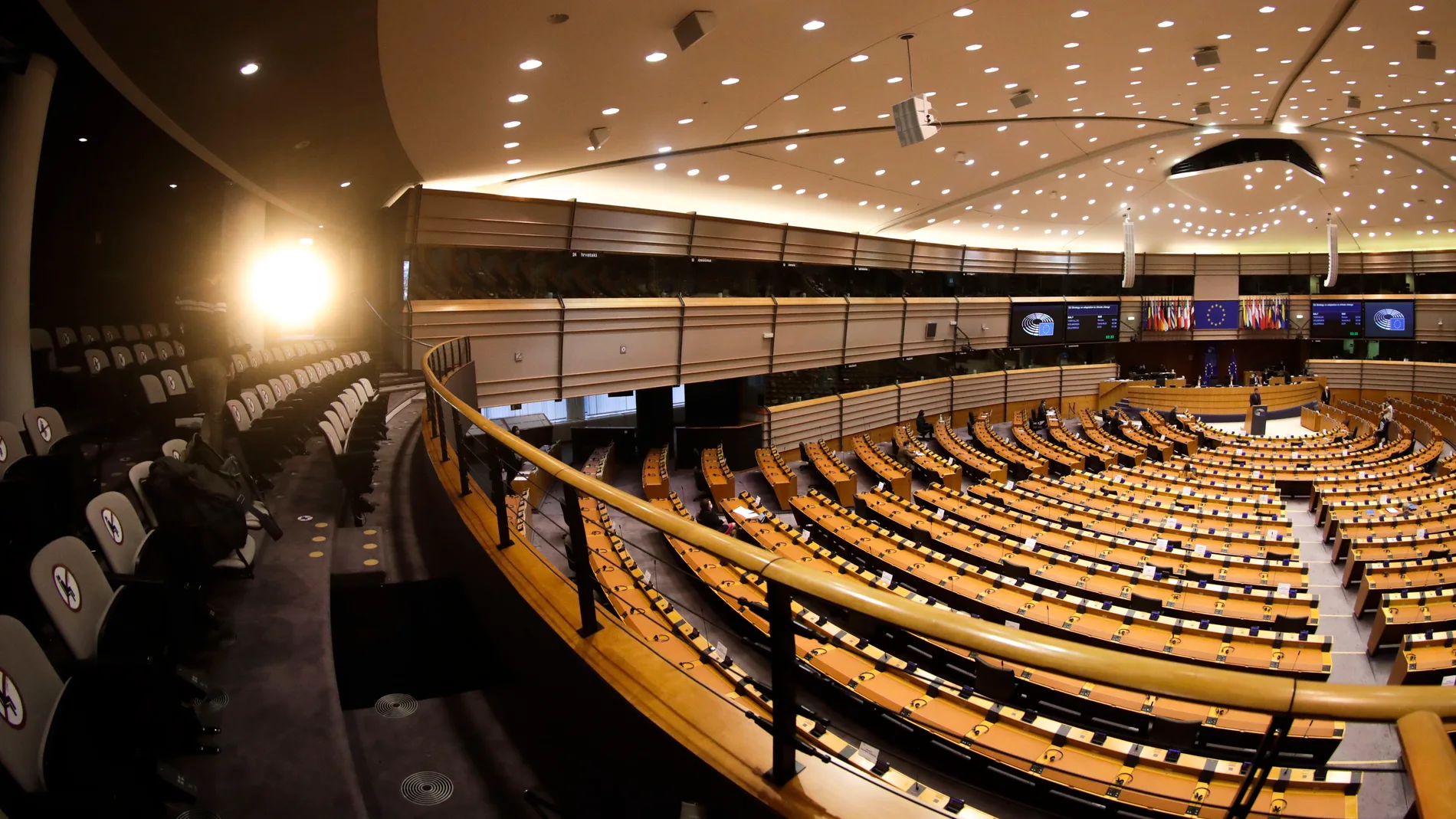 Vista interior del Parlamento de la Unión Europea en Bruselas