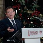 El presidente de la Generalitat valenciana, ayer, durante su comparecencia para explicar las nuevas restricciones en Navidad