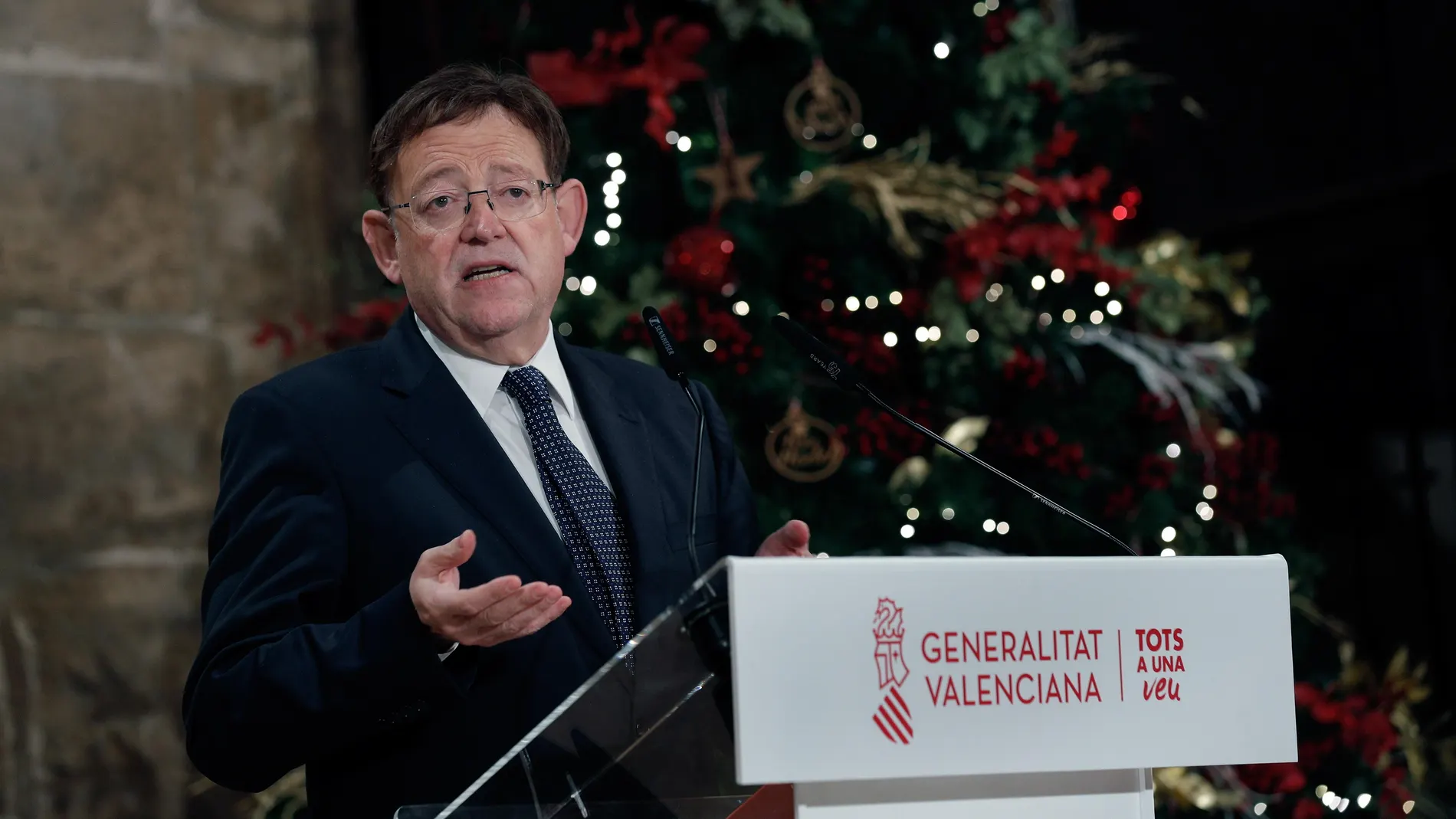 El presidente de la Generalitat valenciana, ayer, durante su comparecencia para explicar las nuevas restricciones en Navidad