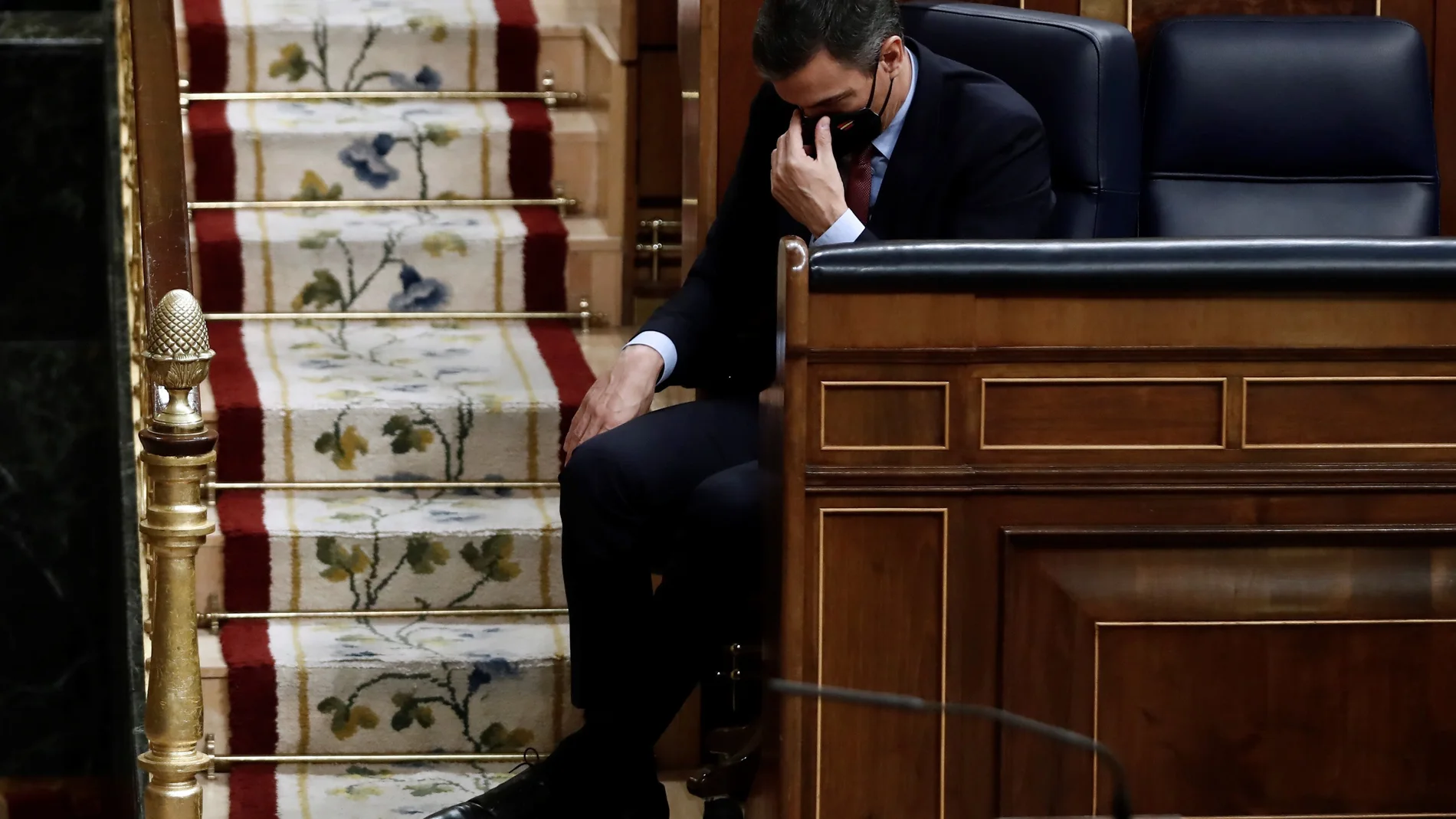 El presidente del gobierno Pedro Sánchez, durante la moción de censura de Vox al gobierno de coalición en el Congreso