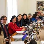 Algunos de los ministros del gobierno, entre ellos el de Sanidad, durante una reunión de Consejo de Ministros en La Moncloa.