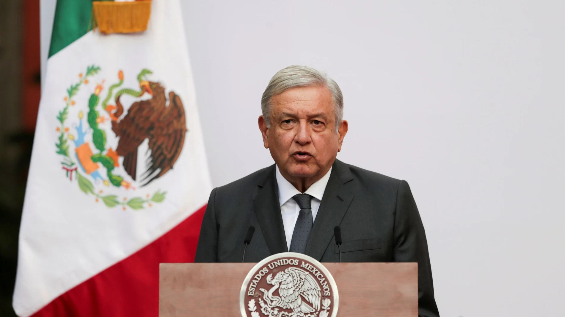 FILE PHOTO: Mexico's President Andres Manuel Lopez Obrador addresses to the nation on his second anniversary as the President of Mexico, at the National Palace in Mexico City, Mexico, December 1, 2020. REUTERS/Henry Romero/File Photo