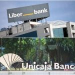 Montaje con sedes de Liberbank y Unicaja Banco.EUROPA PRESS/ARCHIVO29/12/2020