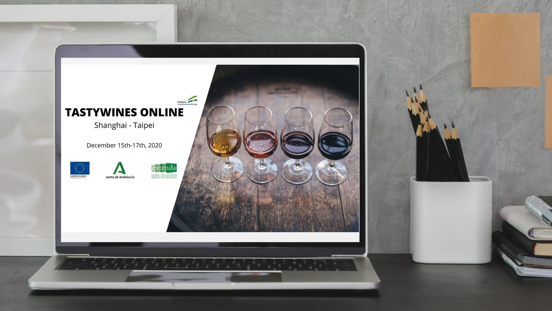 Imagen de la promoción del vino andaluz en el mercado asiático, digital y presencial, por Extenda