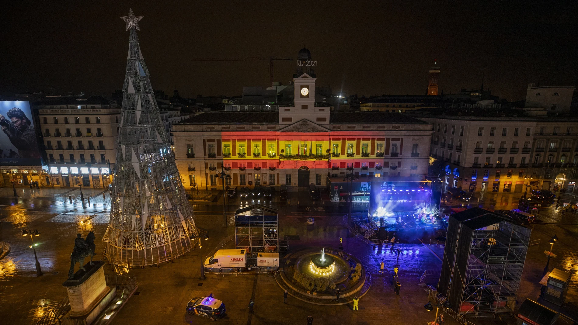 Imagen de la Puerta del Sol de Madrid durante las campanadas
