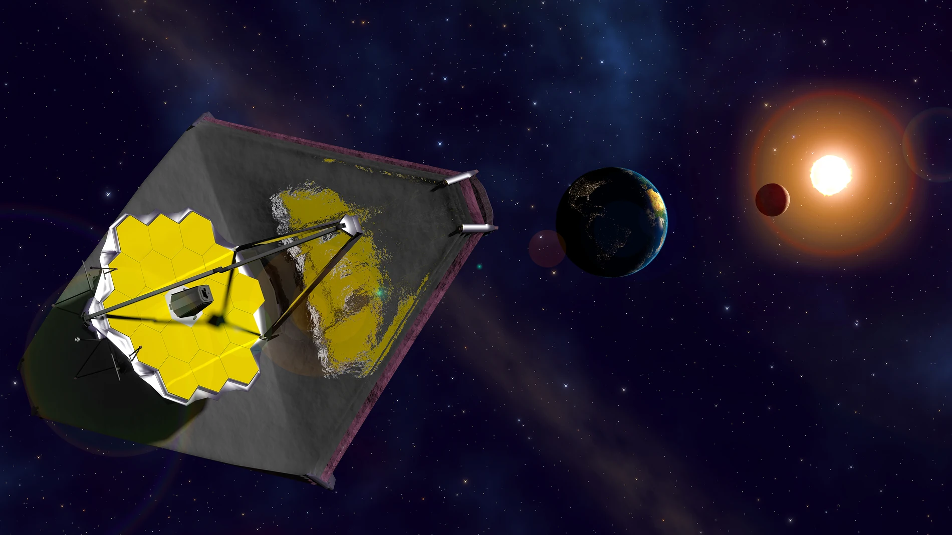 Representación artística del telescopio espacial James Webb