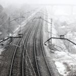 Vías de tren afectadas por el temporal "Filomena"