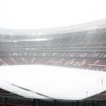El Wanda Metropolitano, cubierto de nieve.