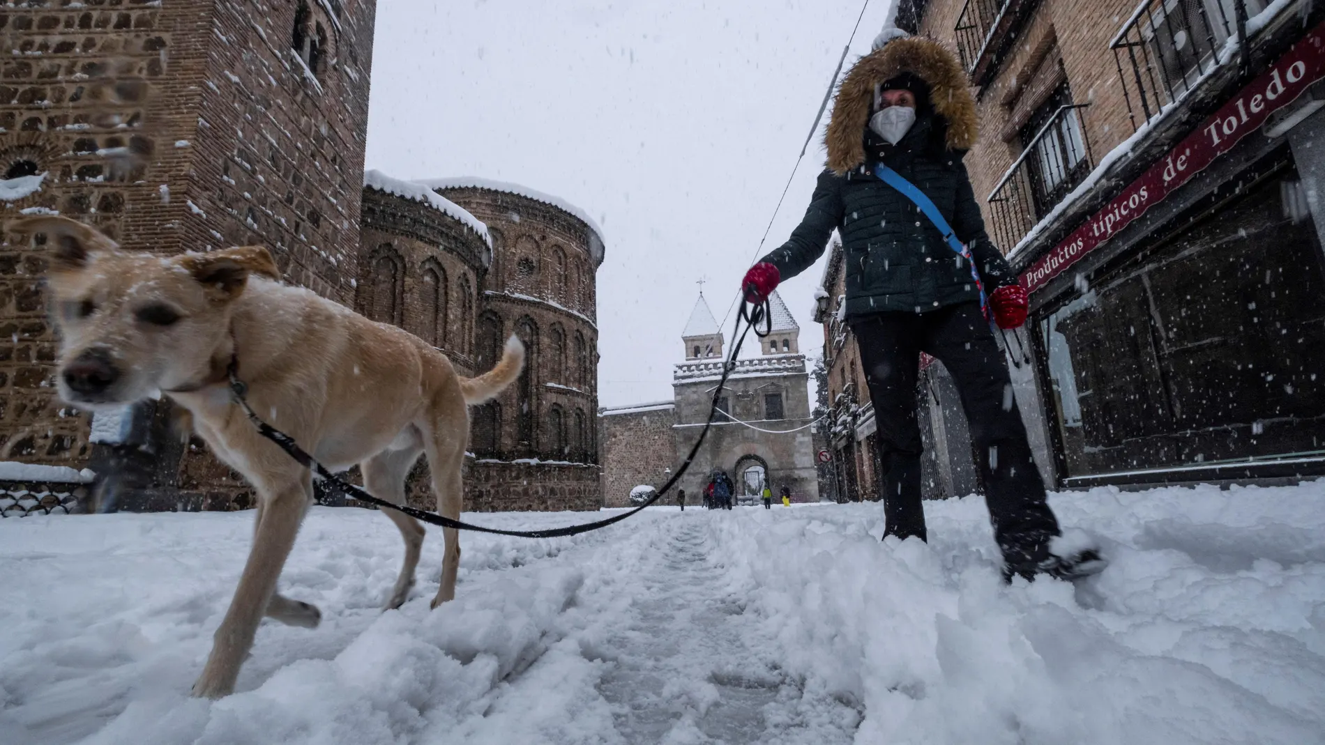 En la imagen, una persona pasea junto a su perro en Toledo | Fuente: EFE/ Ángeles Visdómine