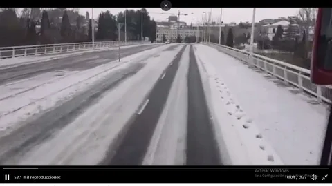 Así estaba la carretera por la que tuvo que transitar Unionistas camino de Ferrol en la salida de Salamanca