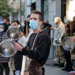 Una protesta de la hostelería en la ciudad de Valencia el pasado 11 de enero