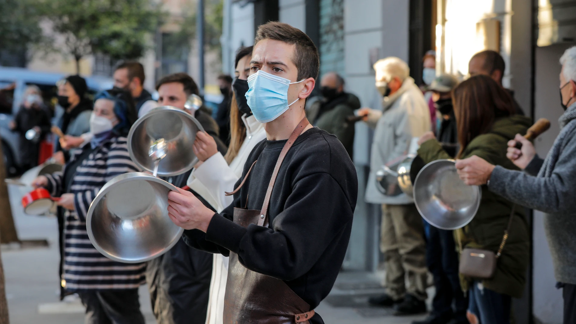 Una protesta de la hostelería en la ciudad de Valencia el pasado 11 de enero