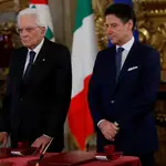El presidente italiano, Sergio Mattarella, y el primer ministro, Giuseppe Conte