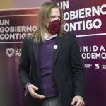 El secretario general de Podemos Castilla y León, Pablo Fernández, en rueda de prensa