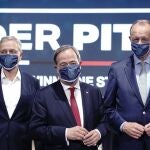Los tres candidatos : Norbert Roettgen, , Armin Laschet y Friedrich Merz.Tres hombres -dos centristas y un derechista- se disputan el liderazgo de la CDU después de la era Angela Merkel