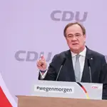 El primer ministro de Renania del Norte-Westfalia, Armin Laschet, habla durante un congreso virtual del partido Unión Demócrata Cristiana de Alemania
