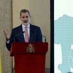 El rey Felipe VI preside una reunión del consejo ejecutivo de la Organización Mundial del Turismo (OMT), celebrada este lunes en el Palacio de El Pardo de Madrid.
