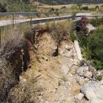 Una carretera de la provincia de Málaga afectada por un temporal