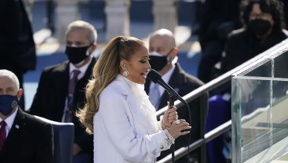 Jennifer Lopez durante la sesión de inauguración de la presidencia de Biden