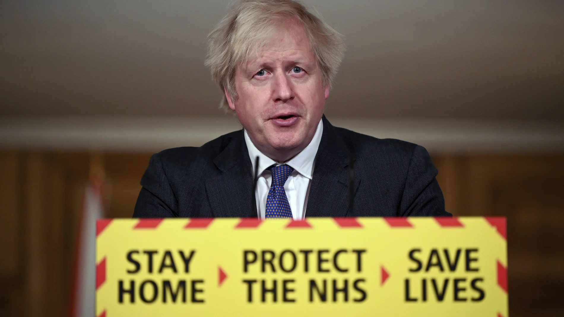 El primer ministro británico Boris Johnson durante una rueda de prensa en Downing Street, Londres