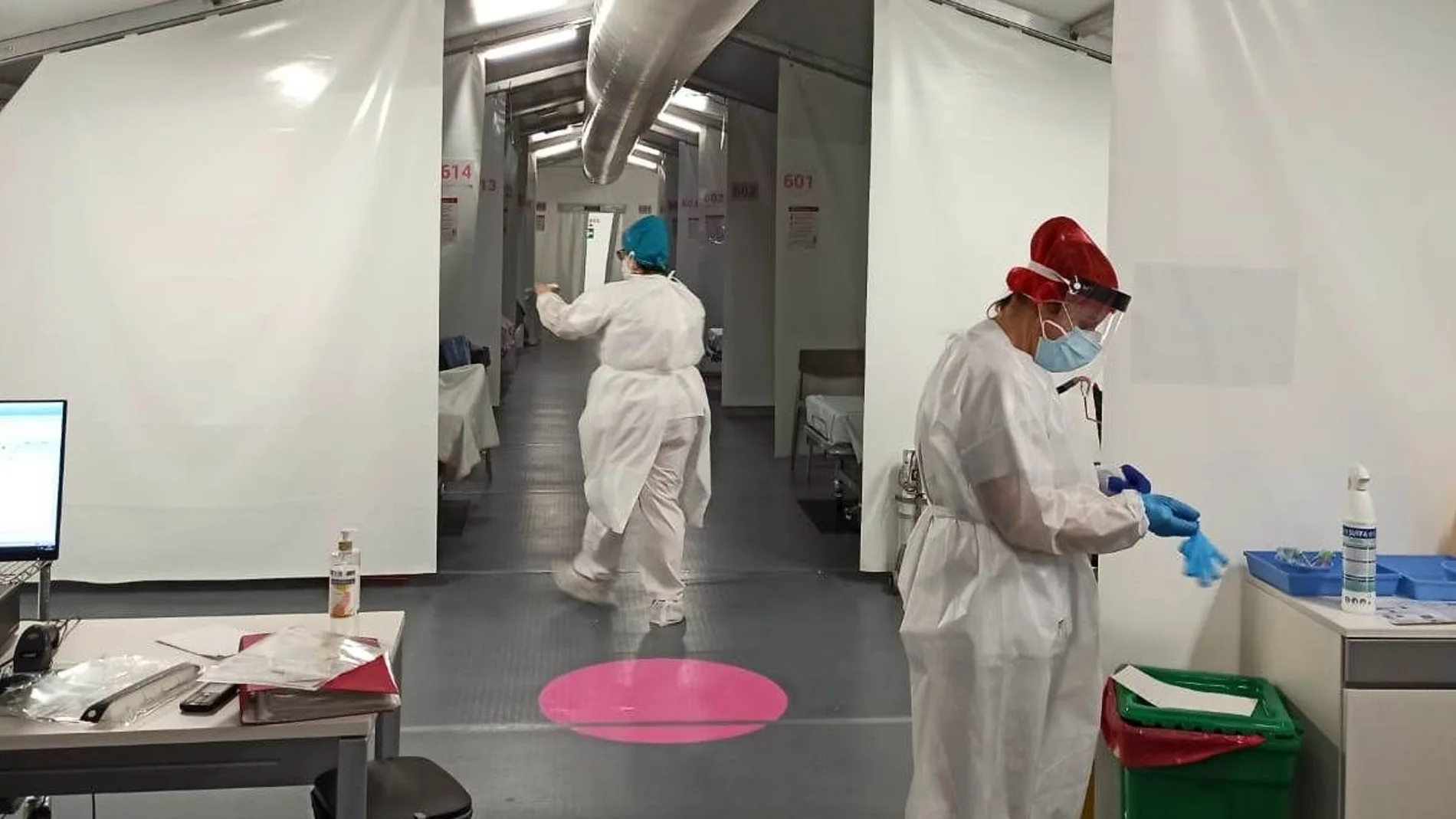 Imagen del interior del hospital de campaña de Castellón