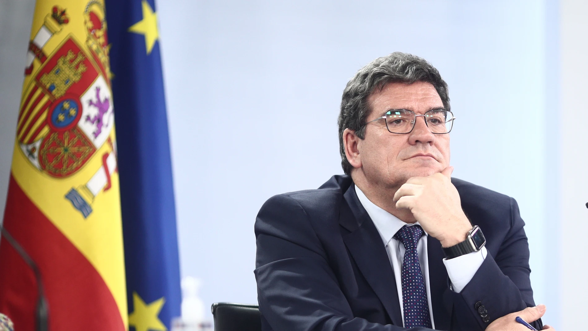 El ministro de Inclusión, Seguridad Social y Migraciones, José Luis Escrivá, durante una rueda de prensa posterior al Consejo de Ministros, en la Moncloa