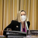 La secretaria de Estado de Defensa, Amparo Valcarce, durante una sesión extraordinaria en la Comisión de Defensa del Congreso de los Diputados