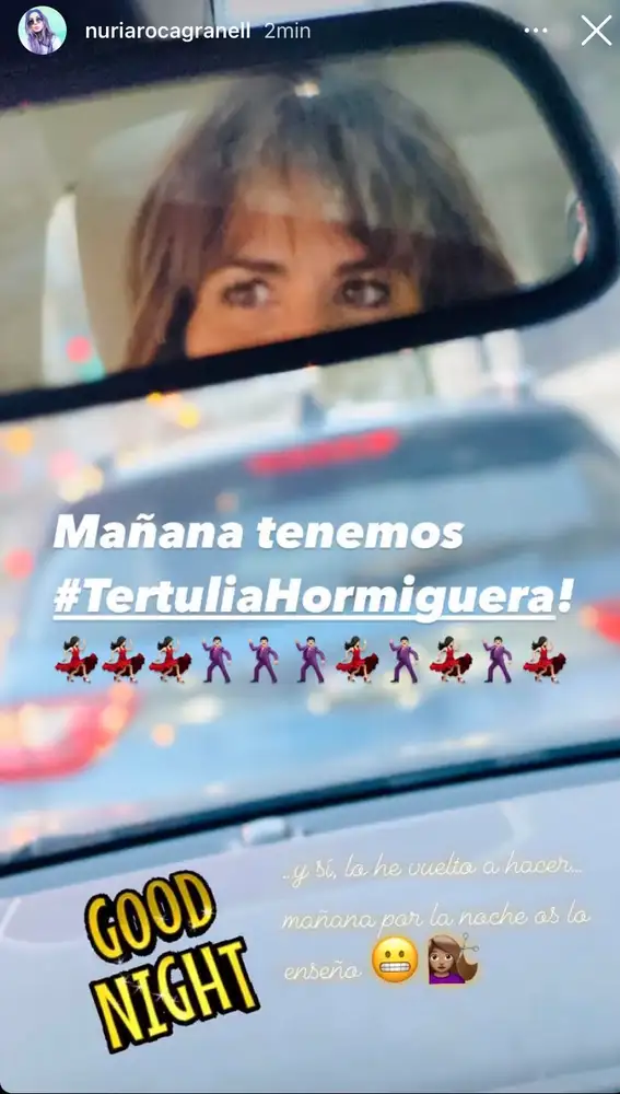 Nuria Roca en sus Stories de Instagram.