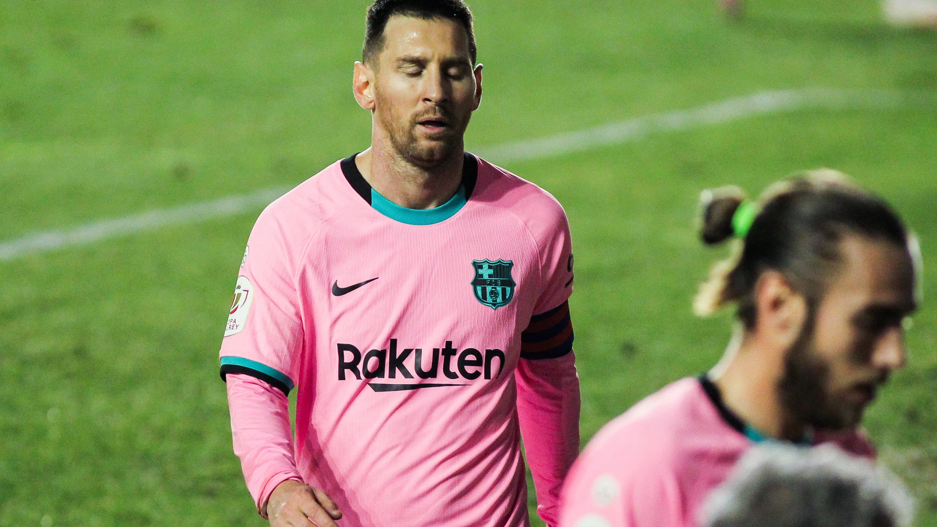 Messi, en Vallecas durante el partido de Copa contra el Rayo