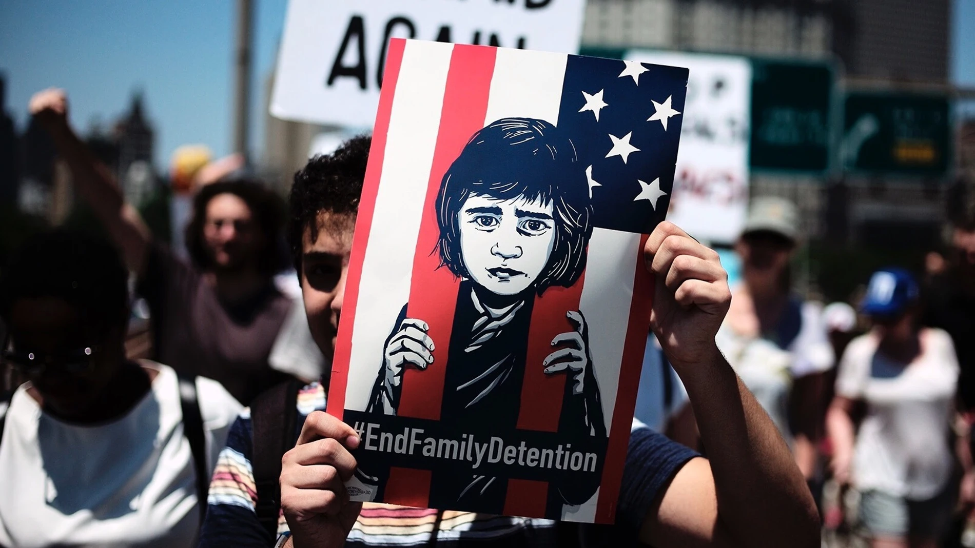 Manifestación contra el programa de "tolerancia cero" por el cual miles de familias fueron separadas por las autoridades estadounidenses tras cruzar la frontera de manera irregular