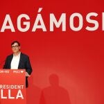 Acto de campaña electoral del PSC con Illa y Sánchez