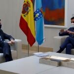 Pedro Sánchez y Alberto Núñez Feijoo en Moncloa en enero de 2021