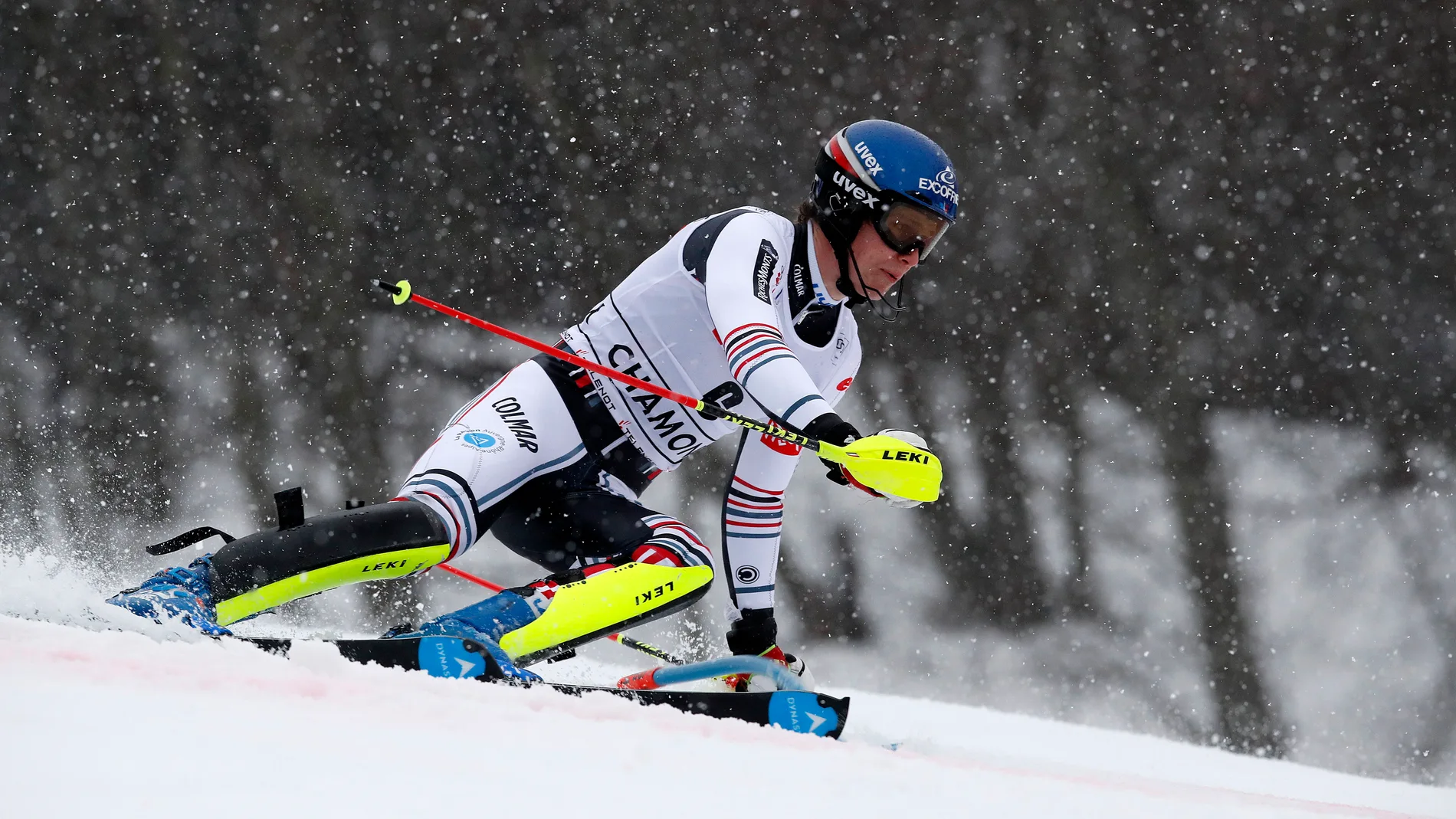 Clement Noel en acción durante la carrera de Slalom masculino de la Copa del Mundo de Esquí Alpino FIS en Les Houches - Chamonix, Francia, 30 de enero de 2021. (Francia) EFE/EPA/SEBASTIEN NOGIER