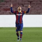Messi celebra el gol que marcó al Athletic Club