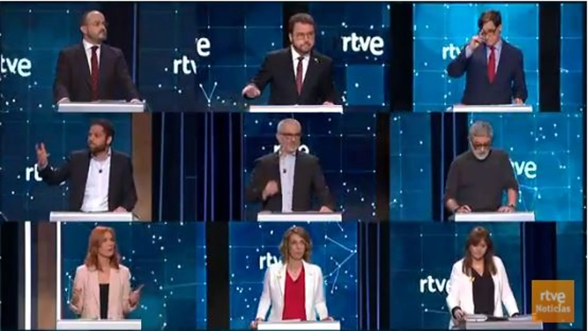 Los nueve candidatos a las elecciones catalanas en el debate de RTVE