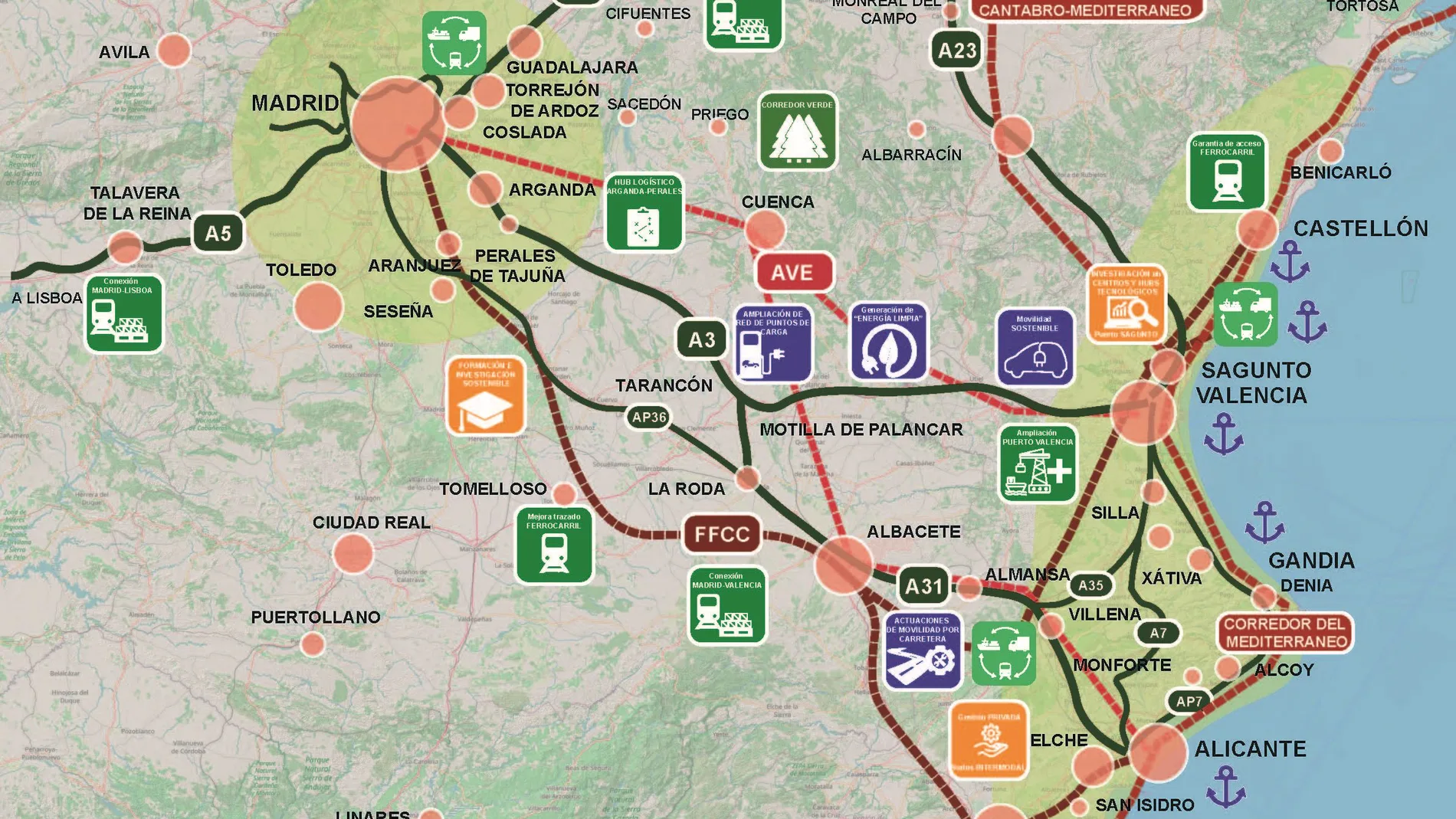 La Generalitat y Conexus impulsarán eje Madrid-Valencia como corredor verde